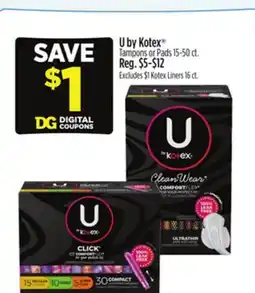 Dollar General U by Kotex Tampons or Pads offer