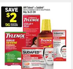 Dollar General ANY Tylenol or Sudafed Adult or Children's Cold or Sinus Products offer