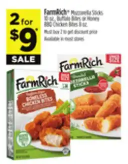 Dollar General FarmRich Mozzarella Sticks, Buffalo Bites or Honey BBQ Chicken Bites offer