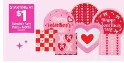 Dollar General Valentine's Party Plates or Napkins offer