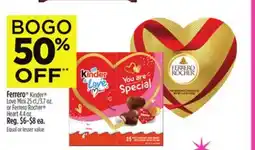 Dollar General Ferrero Kinder Love Mini 25 ct./3.7 oz. or Ferrero Rocher Heart 4.4 oz offer