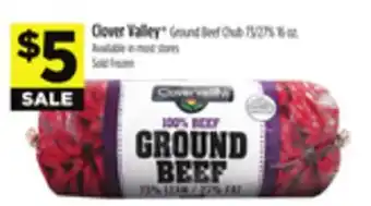 Dollar General Clover Valley Ground Beef Chub 73/27% offer