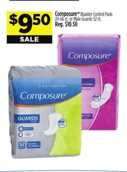 Dollar General Composure Bladder Control Pads 24-66 ct. or Male Guards 52 ct offer