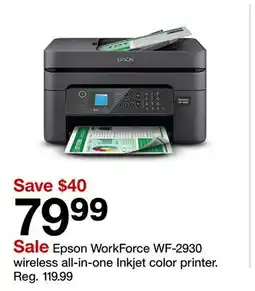 Target Epson WorkForce WF-2930 wireless all-in-one Inkjet color printer offer
