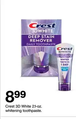 Target Crest 3D White 2.1-oz. whitening toothpaste offer