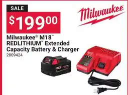 Ace Hardware Milwaukee M18 REDLITHIUM Extended Capacity Battery & Charger offer