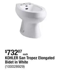 The Home Depot KOHLER San Tropez Elongated Bidet in White offer