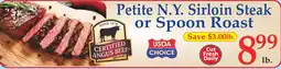 Market Basket Petite N.Y. Sirloin Steak or Spoon Roast offer