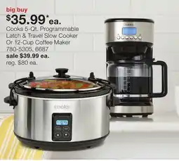 JC Penney Cooks 5-Qt. Programmable Latch & Travel Slow Cooker Or 12-Cup Coffee Maker offer