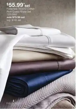 JC Penney Fieldcrest 1400TC Cotton Rich Queen Sheet Set offer