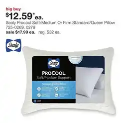 JC Penney Sealy Procool Soft/Medium Or Firm Standard/Queen Pillow offer
