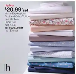 JC Penney Home Expressions Cool and Crisp Cotton Percale Twin Sheet Set offer