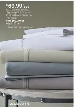 JC Penney Liz Claiborne 500TC Signature Soft Supima Cotton Queen Sheet Set offer