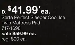 JC Penney Serta Perfect Sleeper Cool Ice Twin Mattress Pad offer
