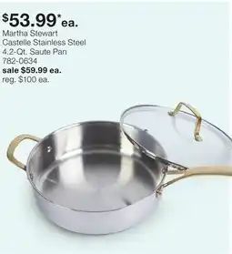JC Penney Martha Stewart Castelle Stainless Steel 4.2-Qt. Saute Pan offer