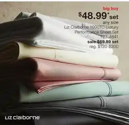 JC Penney Liz Claiborne 1000TC Luxury Performance Sheet Set offer