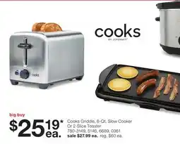 JC Penney Cooks Griddle, 6-Qt. Slow Cooker Or 2-Slice Toaster offer