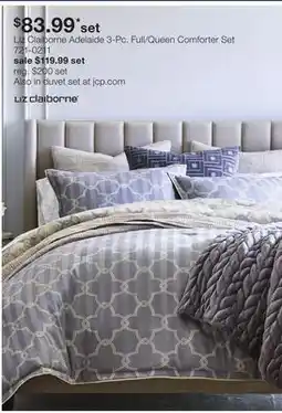 JC Penney Liz Claiborne Adelaide 3-Pc. Full/Queen Comforter Set offer