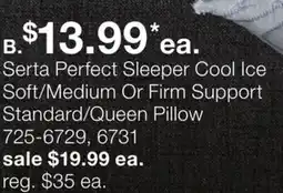 JC Penney Serta Perfect Sleeper Cool Ice Soft/Medium Or Firm Support Standard/Queen Pillow offer