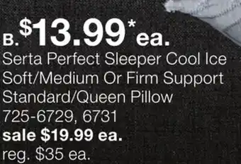 JC Penney Serta Perfect Sleeper Cool Ice Soft/Medium Or Firm Support Standard/Queen Pillow offer
