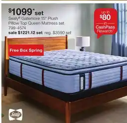 JC Penney Sealy Gatemore 15 Plush Pillow Top Queen Mattress set offer