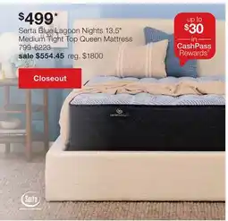 JC Penney Serta Blue Lagoon Nights 13.5 Medium Tight Top Queen Mattress offer