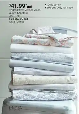 JC Penney Linden Street Vintage Wash Queen Sheet Set offer