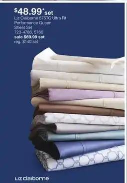 JC Penney Liz Claiborne 575TC Ultra Fit Performance Queen Sheet Set offer