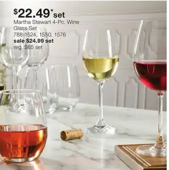 JC Penney Martha Stewart 4-Pc. Wine Glass Set offer