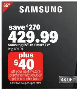 Meijer Samsung 65 4K Smart TV offer