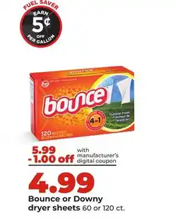 Hy-Vee Bounce or Downy dryer sheets offer