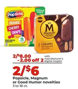Hy-Vee Popsicle, Magnum or Good Humor novelties offer