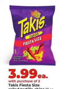 Hy-Vee Takis Fiesta Size rolled tortilla chips offer