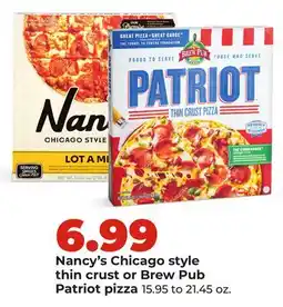 Hy-Vee Nancy's Chicago style thin crust or Brew Pub Patriot pizza offer