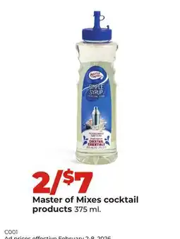 Hy-Vee Master of Mixes cocktail products offer