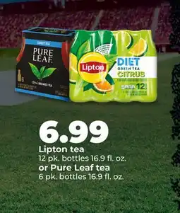 Hy-Vee Lipton tea 12 pk. bottles 16.9 fl. oz. or Pure Leaf tea 6 pk. bottles 16.9 fl. oz offer