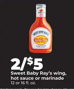 Hy-Vee Sweet Baby Ray's wing, hot sauce or marinade offer