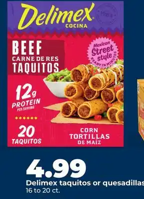 Hy-Vee Delimex taquitos or quesadillas offer