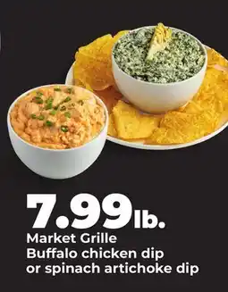 Hy-Vee Market Grille Buffalo chicken dip or spinach artichoke dip offer