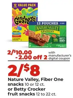 Hy-Vee Nature Valley, Fiber One snacks 10 or 12 ct. or Betty Crocker fruit snacks 12 to 22 ct offer