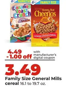 Hy-Vee Family Size General Mills cereal offer