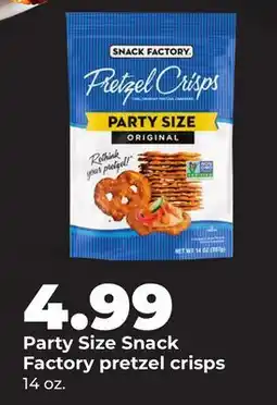 Hy-Vee Party Size Snack Factory pretzel crisps offer
