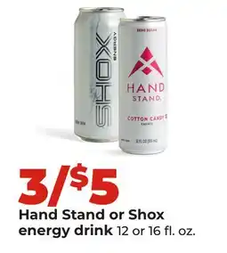 Hy-Vee Hand Stand or Shox energy drink offer
