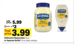 Meijer Hellmann's Mayonnaise 30 oz. or Squeeze Bottle* 20 oz offer