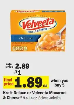 Meijer Kraft Deluxe or Velveeta Macaroni & Cheese offer