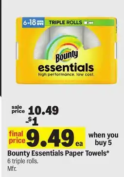 Meijer Bounty Essentials Paper Towels offer