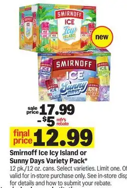 Meijer Smirnoff Ice Icy Island or Sunny Days Variety Pack offer