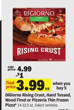 Meijer DiGiorno Rising Crust, Hand Tossed, Wood Fired or Pizzeria Thin Frozen Pizza offer