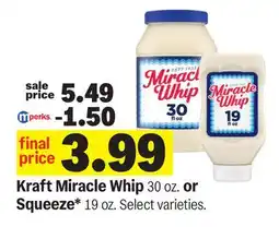 Meijer Kraft Miracle Whip 30 oz. or Squeeze* 19 oz offer
