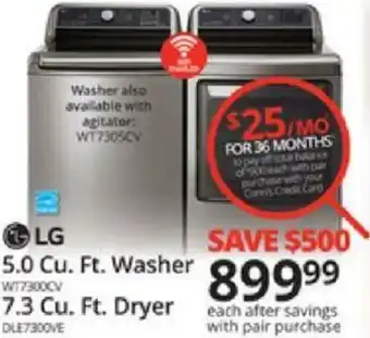 Conn's Home Plus LG 5.0 Cu. Ft. Washer 7.3 Cu. Ft. Dryer offer